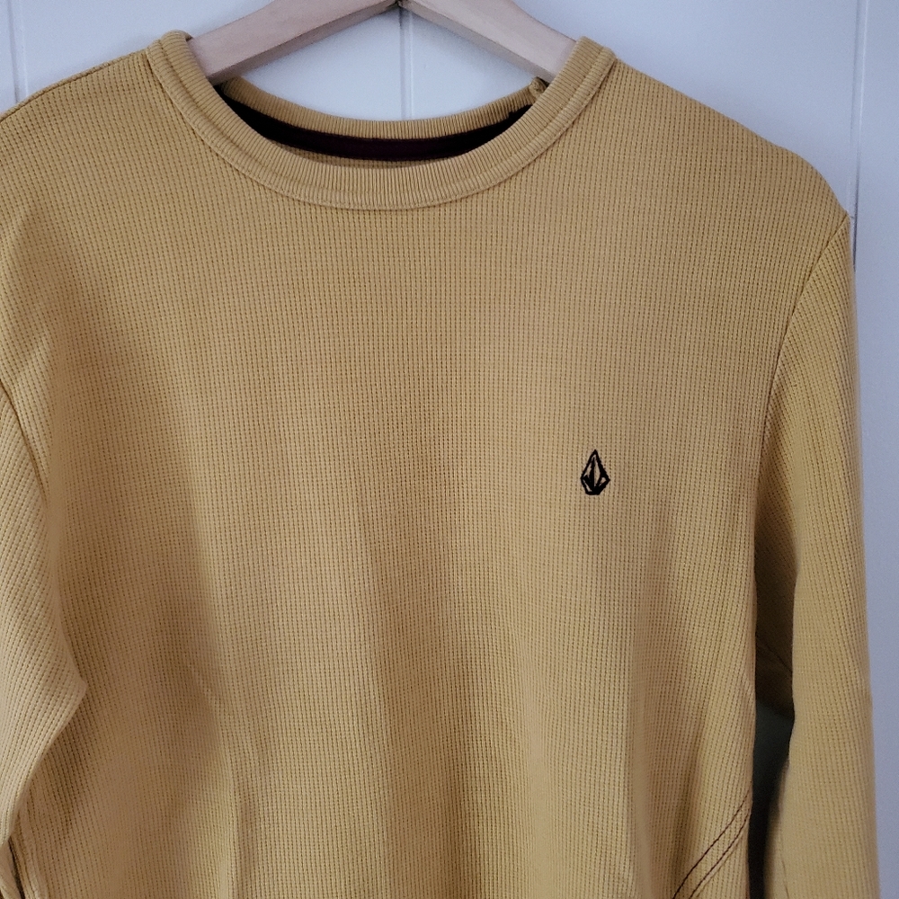 Volcom Mustard Long Sleeve Waffle Knit Tee